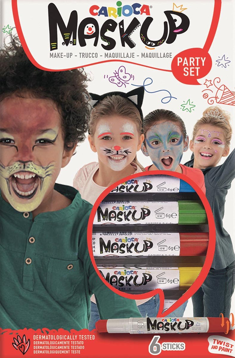 Marqueurs de maquillage Carioca Mask Up Party - 6 couleurs (ajouter des couleurs) - maquillage pour enfants - lavable