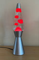 Lampe à lave I-total - lampe à lave - lampe d'ambiance - 40x11 cm - verre aluminium - 30w - transparent avec lave rouge - gris argent - xl1783