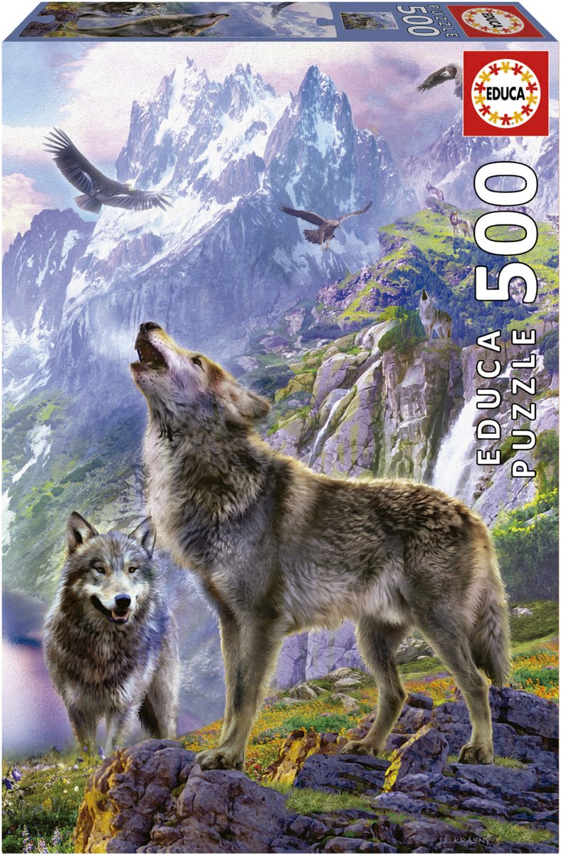 Educa - puzzle - 500 pièces - loups sur rochers