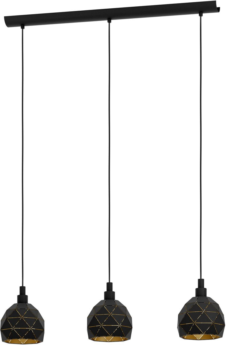 Lampe à suspension Eglo roccaforte - e14 - 75 cm - or noir