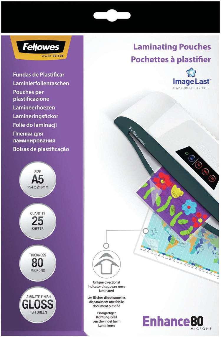 Pochettes de plastification Fellowes imagelast - a5 - 80 microns - 25 pièces