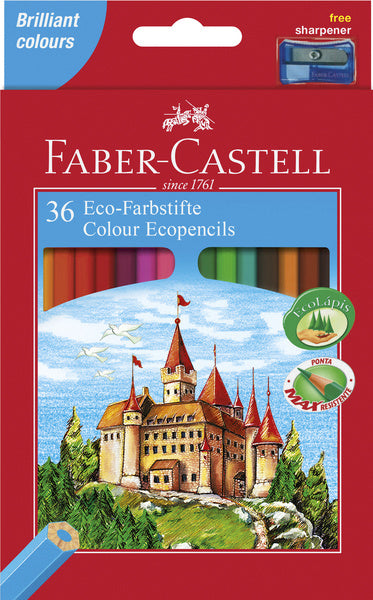 Faber Castell Faber Castell FC-120136 Crayon coloré Faber-Castell Castle Hexagonal Cardboard Pouche avec 36 pièces