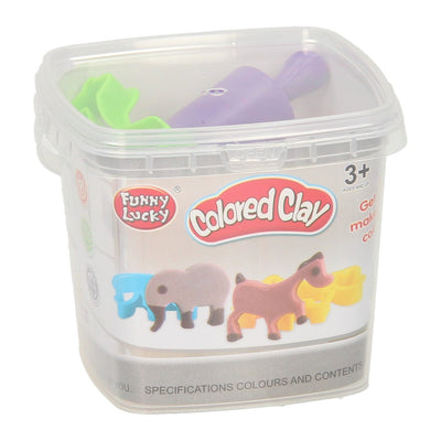 Coffret d'argile dans une boîte de rangement avec formes d'animaux découpées - 3 couleurs d'argile
