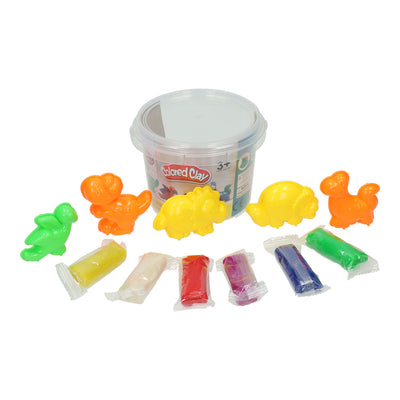 Coffret d'argile dans une boîte de rangement en forme de dinosaure - 6 couleurs d'argile
