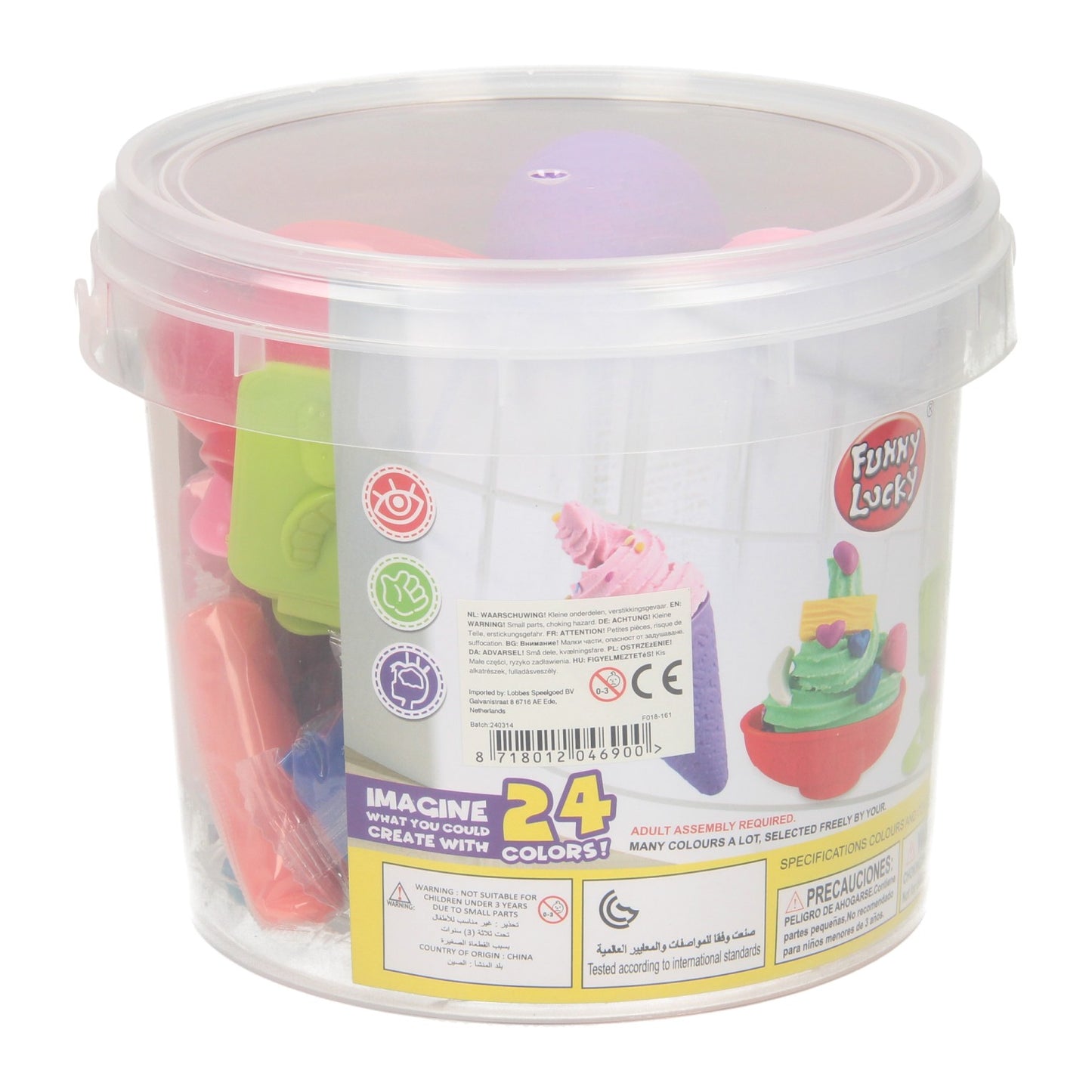 Ensemble d'argile dans une boîte de rangement pour crème glacée - 24 couleurs d'argile