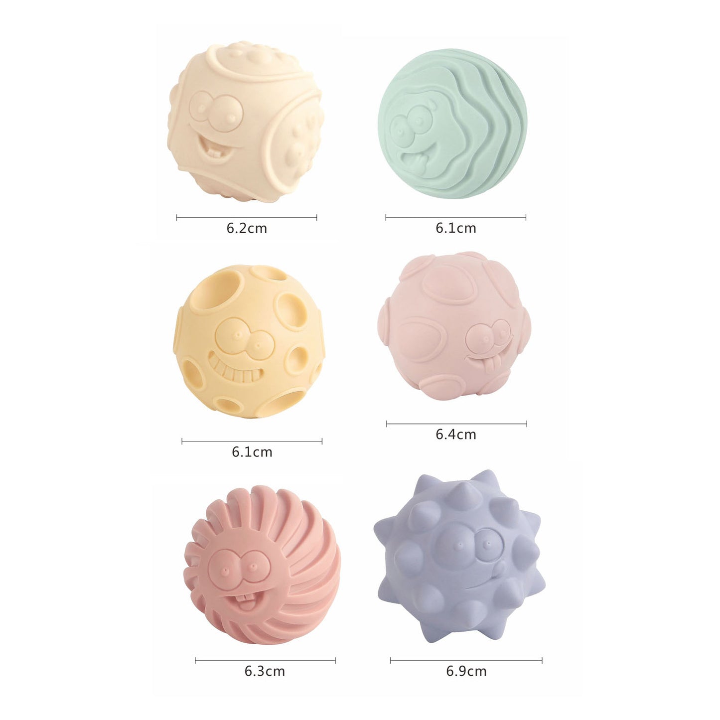 Boules sensorielles motrices hanche, 6 pcs.