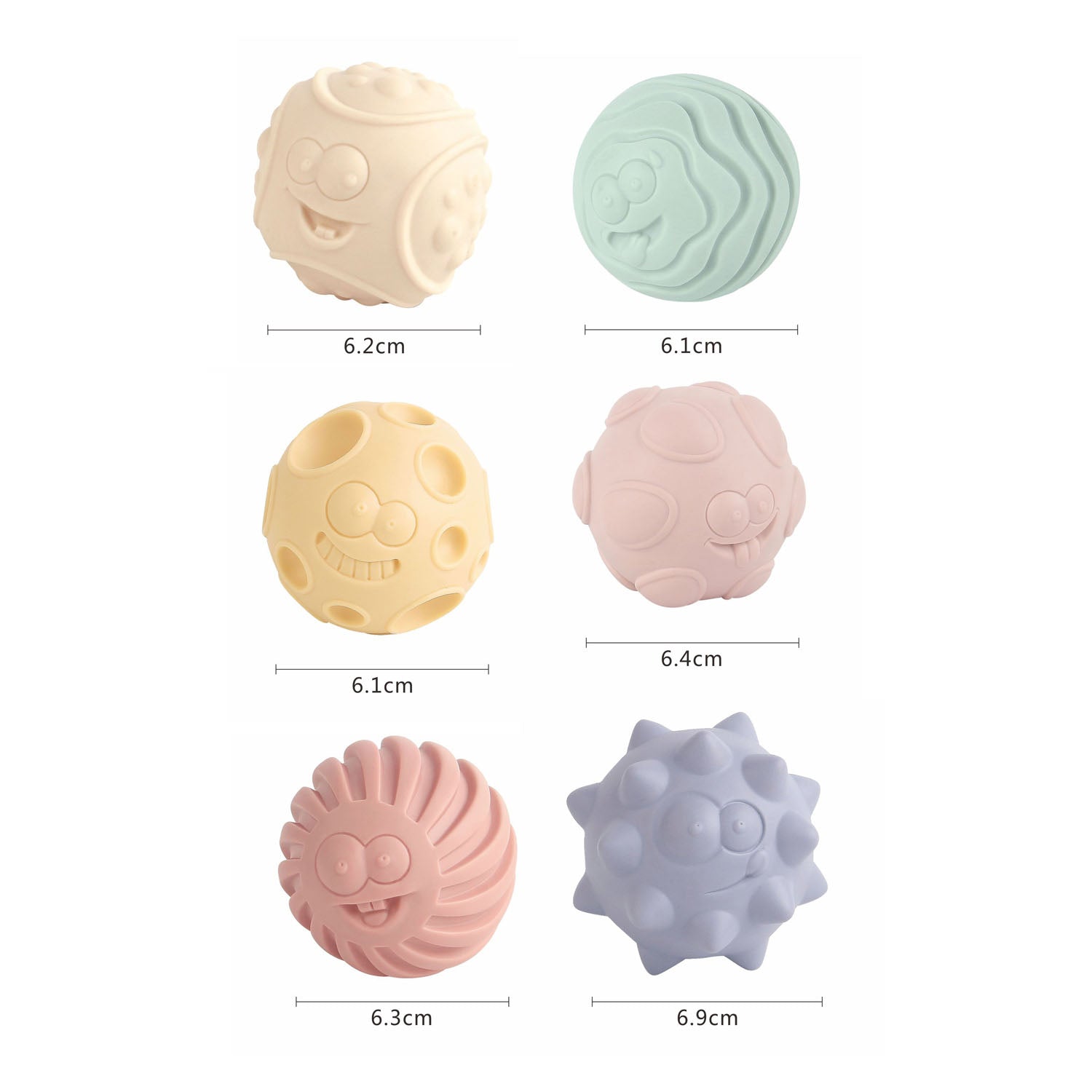 Boules sensorielles motrices hanche, 6 pcs.