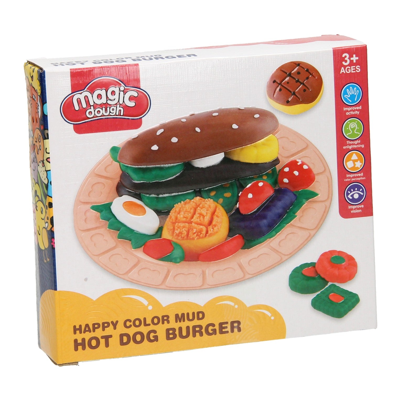 Set d'argile sandwich alimentaire sain - 4 couleurs d'argile