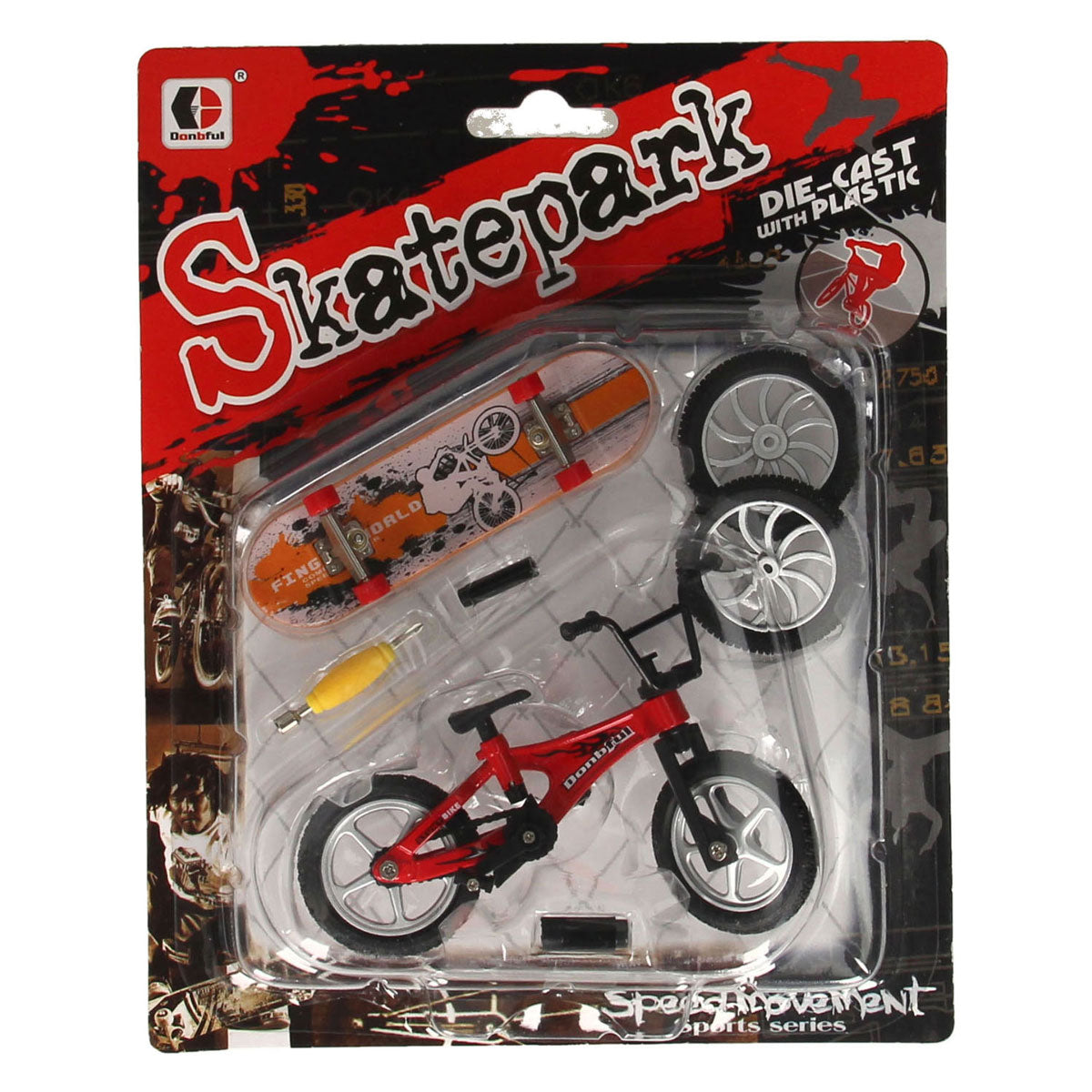 Vélo de cascadeur avec des accessoires