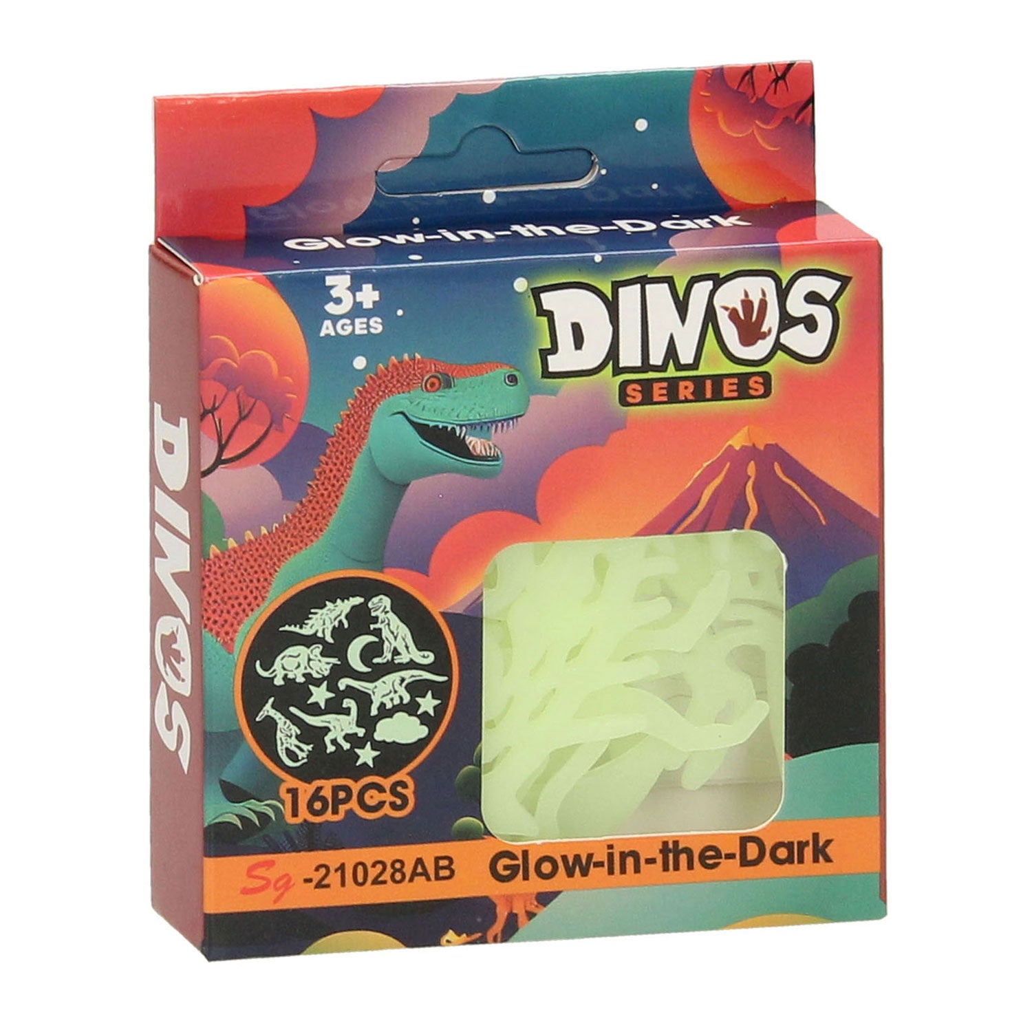 Dinosaures qui brillent dans le noir, 16 pcs.