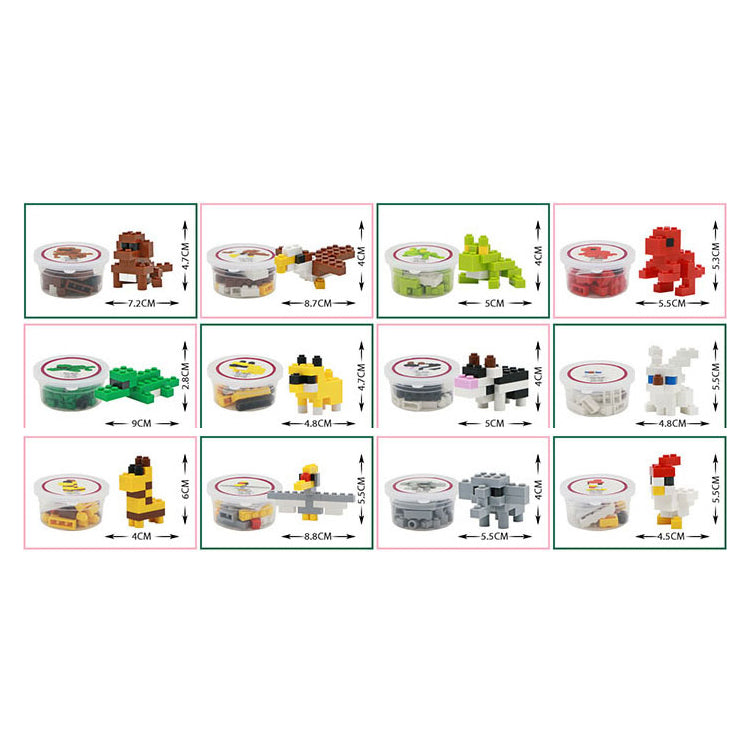 Blocs de construction animal dans une boîte