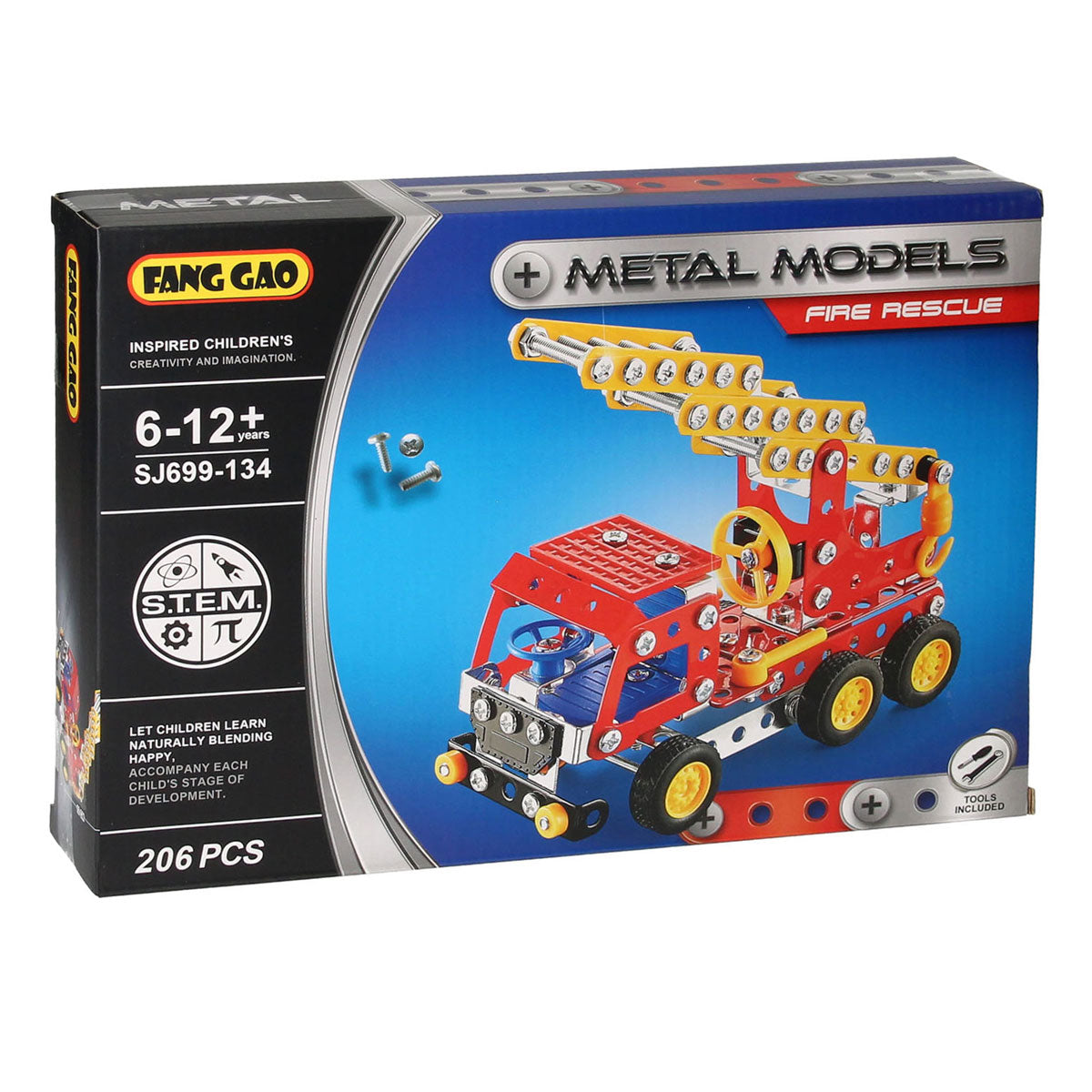 Kit de construction métallique camion-échelle de pompiers, 206 pcs.