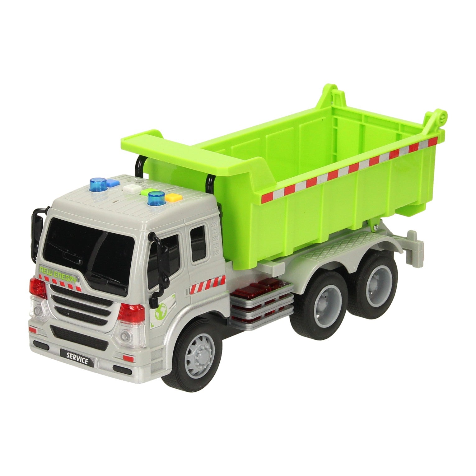 Camion avec camion à basculement avec lumière et son