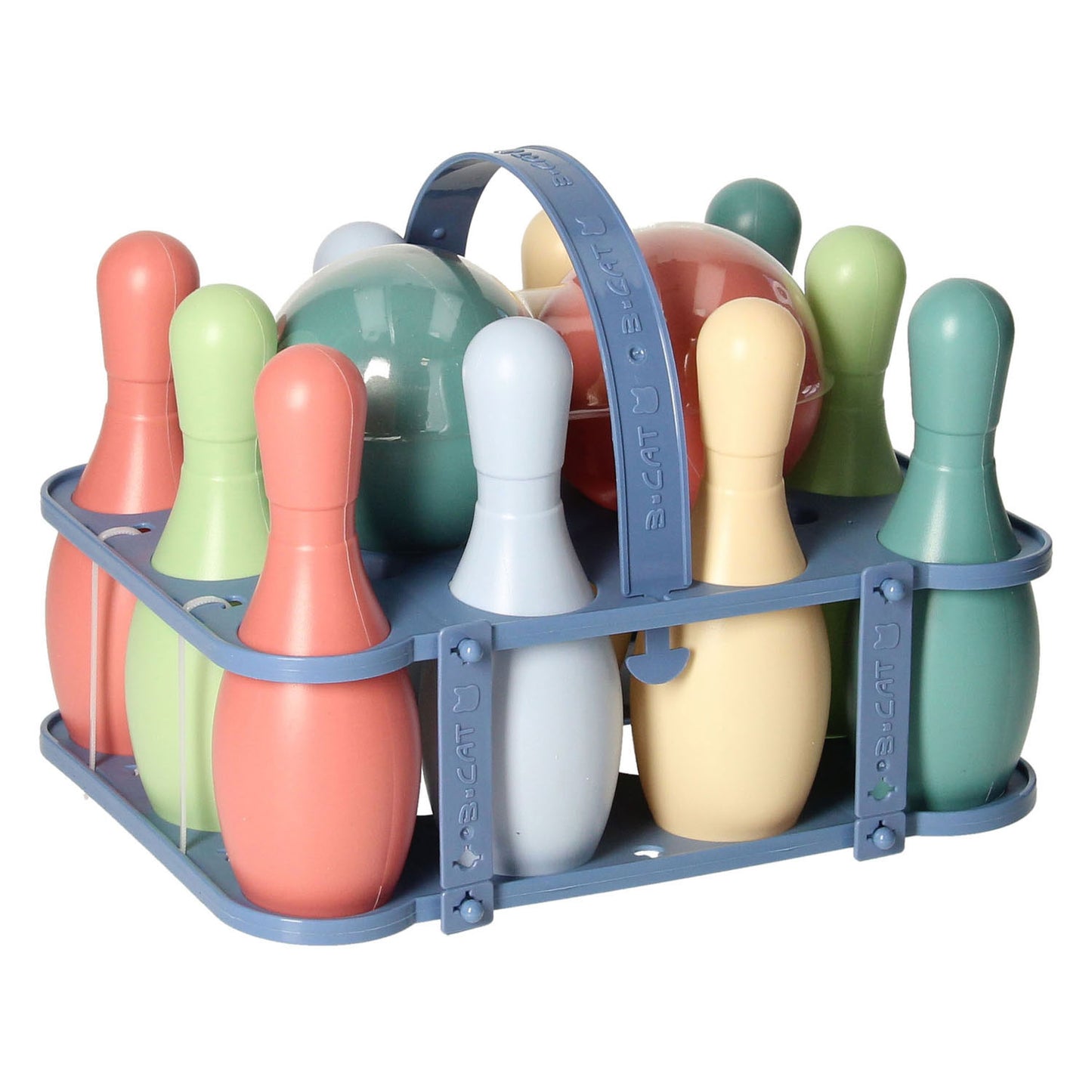 Jeu de quilles pastel dans un support, 12 pcs.