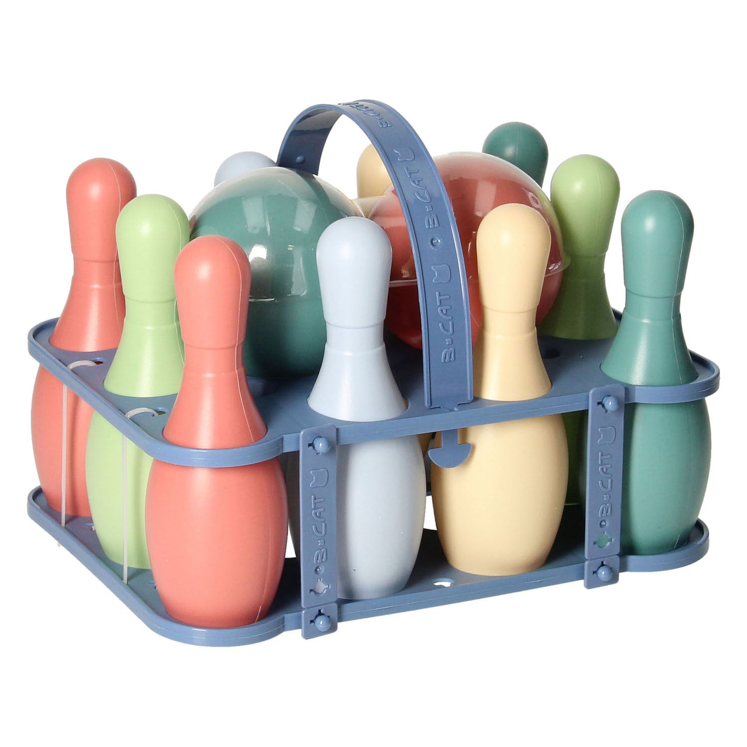 Jeu de quilles pastel dans un support, 12 pcs.