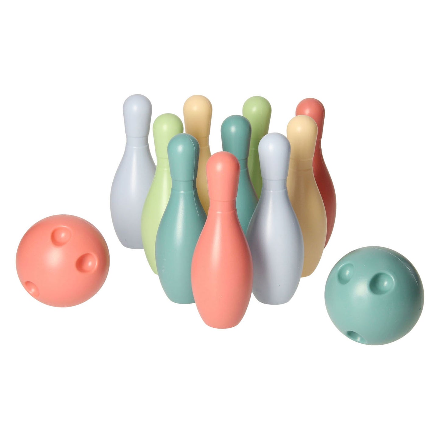 Jeu de quilles pastel dans un support, 12 pcs.
