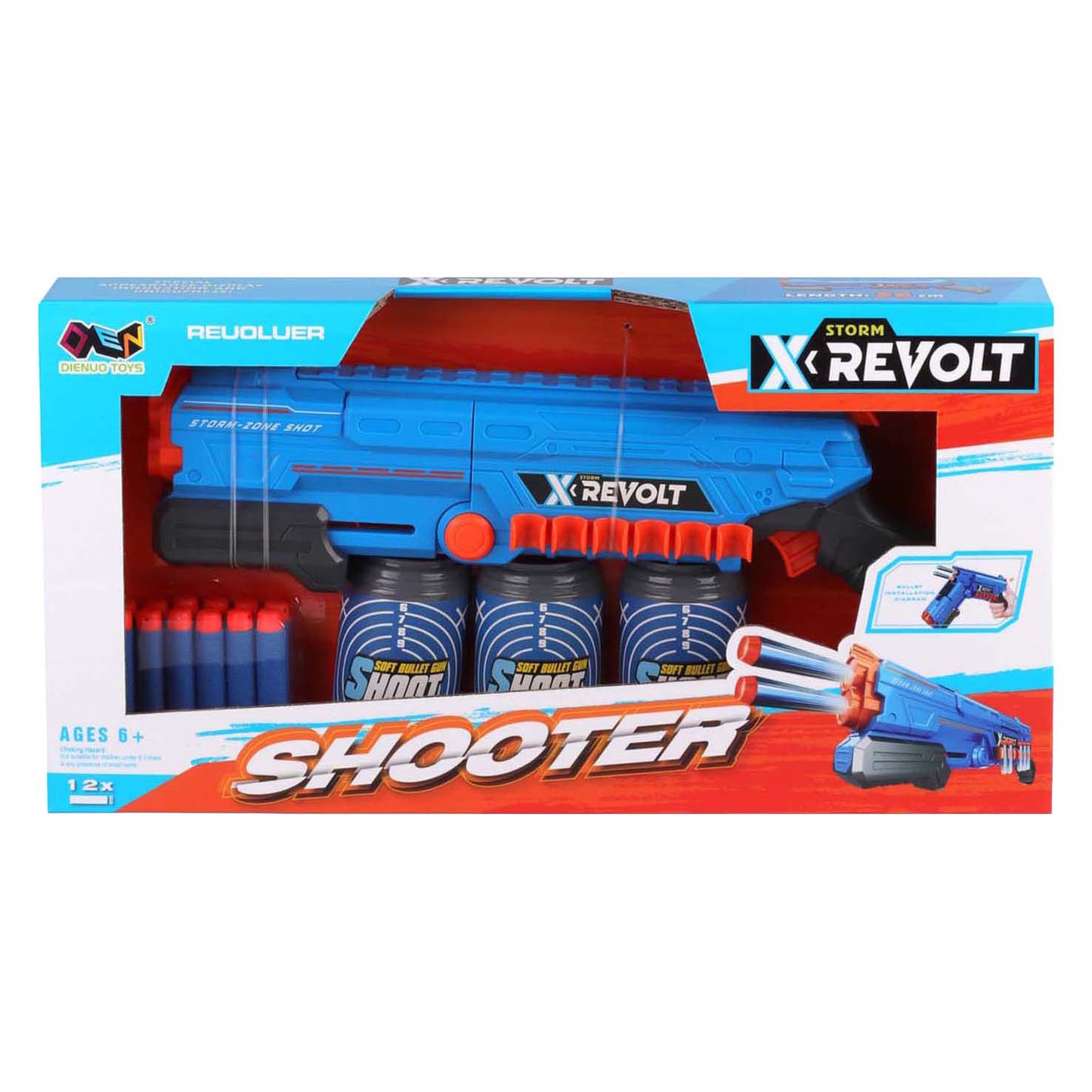 Shooter x revolt - avec 12 flèches souples et 3 canettes