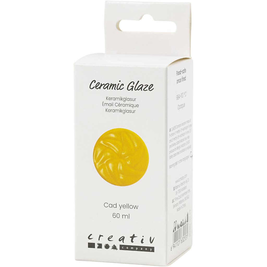 Vernis céramique Creativ company, 984-1101 °c, opaque, jaune cad, 60 ml 1 flacon