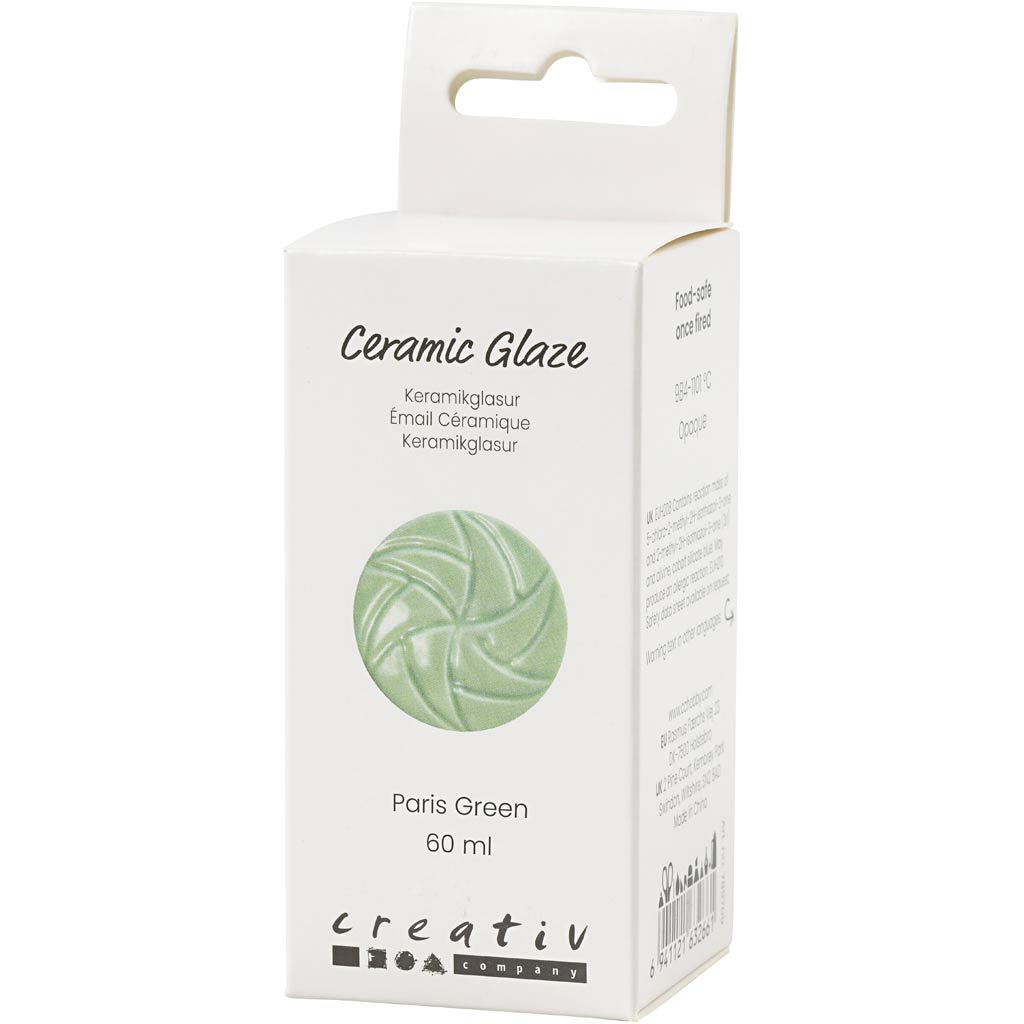 Glaçage céramique Creativ company, 984-1101 °c, opaque, vert paris, 60 ml 1 flacon