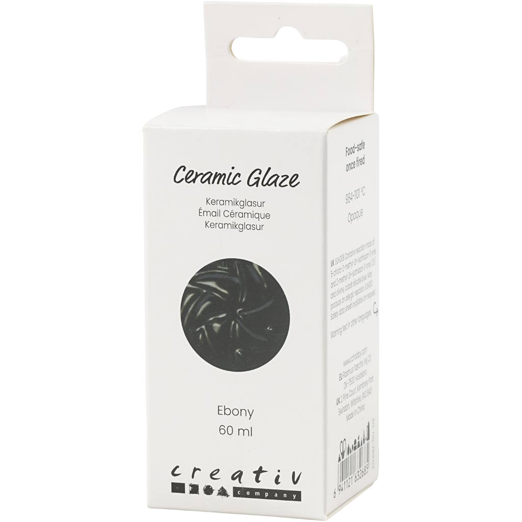 Vernis céramique Creativ company, 984-1101 °c, opaque, ébène, 60 ml 1 flacon