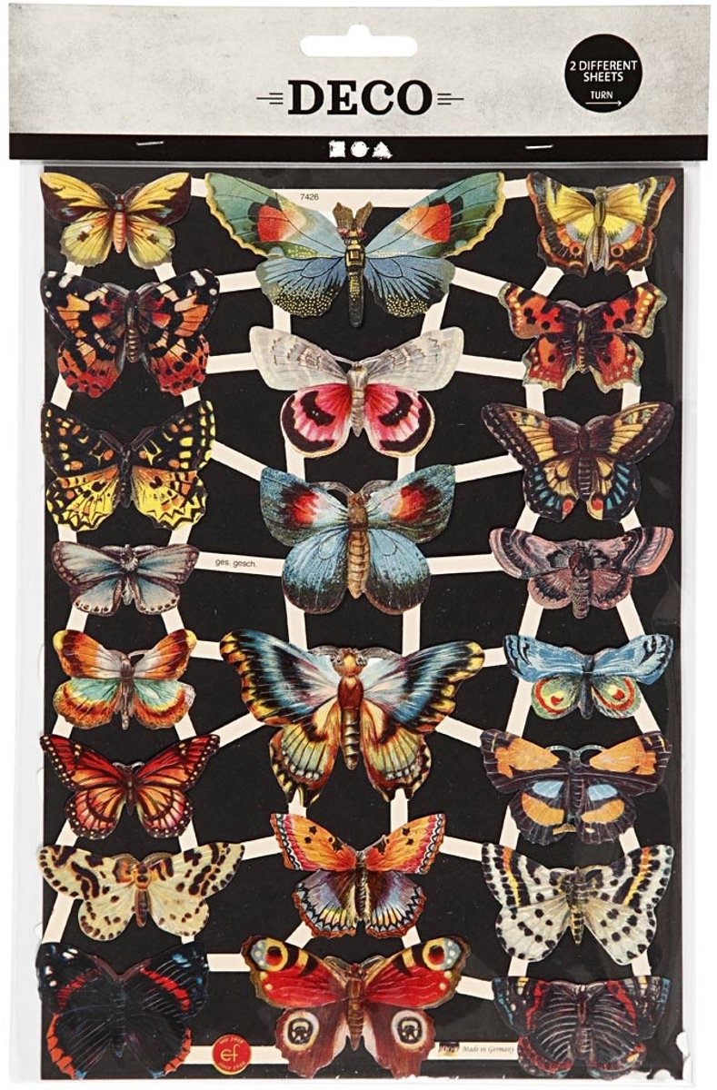 Creativ Company Vintage Pictures papillons, 2 feuilles