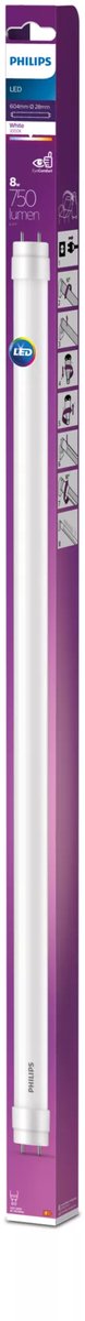 Tube fluorescent LED Philips T8 - 8 W - G13 - lumière blanc chaud - 600 mm
