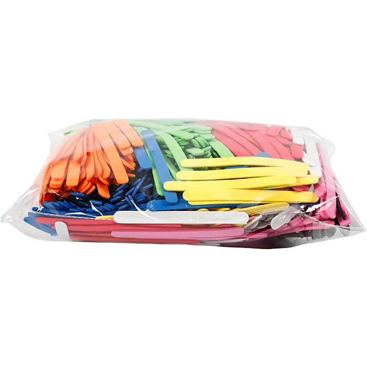 Creativ company bâtonnets de glace en mousse eva, l : 11,5 cm, l : 1 cm, épaisseur 2 mm, différentes couleurs, 1000 pièces 1 boîte