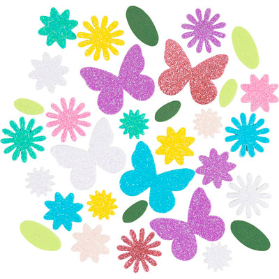 Creativ company autocollants en mousse, papillon, fleur, feuille, autocollants, taille 9-43 mm, couleurs pastel, 120 pièces 1 boîte