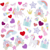 Creativ company Autocollants en mousse coeur, princesse, licorne, autocollants, taille 13-50 mm, harmonie rose violet, 150 pièces 1 boîte - afbeelding 1