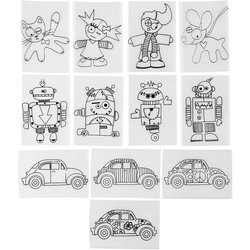 Creativ company feuilles de film rétractable à motifs, feuille 10,5x14,5 cm, épaisseur 0,3 mm, transparent mat, 36 feuilles 1 boîte