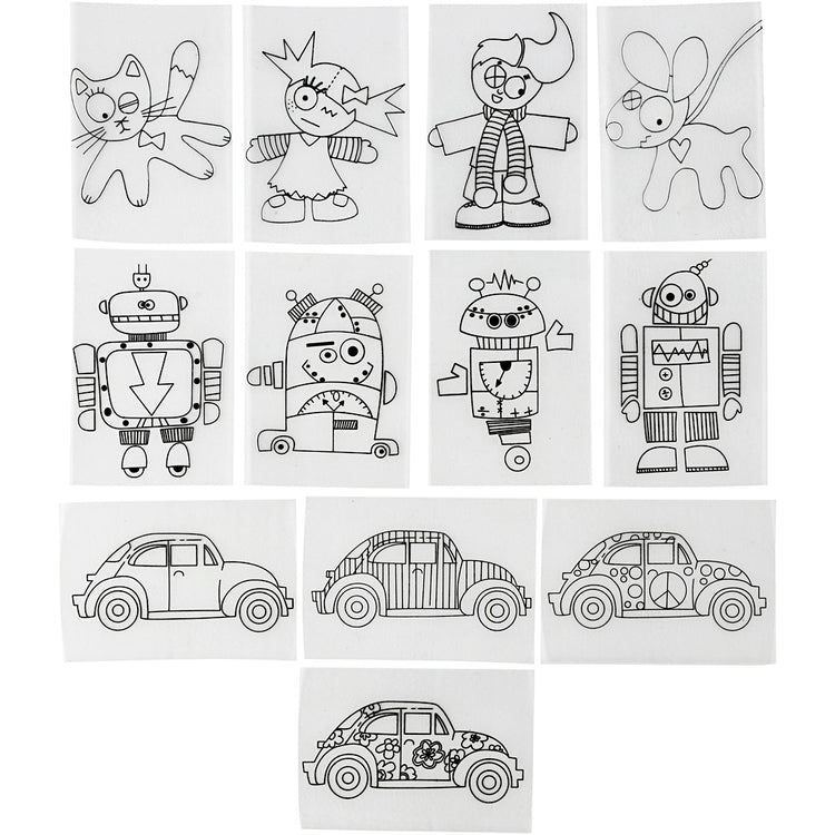 Creativ company feuilles de film rétractable à motifs, feuille 10,5x14,5 cm, épaisseur 0,3 mm, transparent mat, 36 feuilles 1 boîte