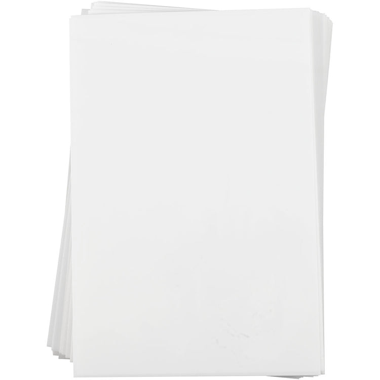 Creativ company feuilles de film rétractable, feuille 20x30 cm, épaisseur 0,3 mm, blanc mat, 100 feuilles 1 boîte