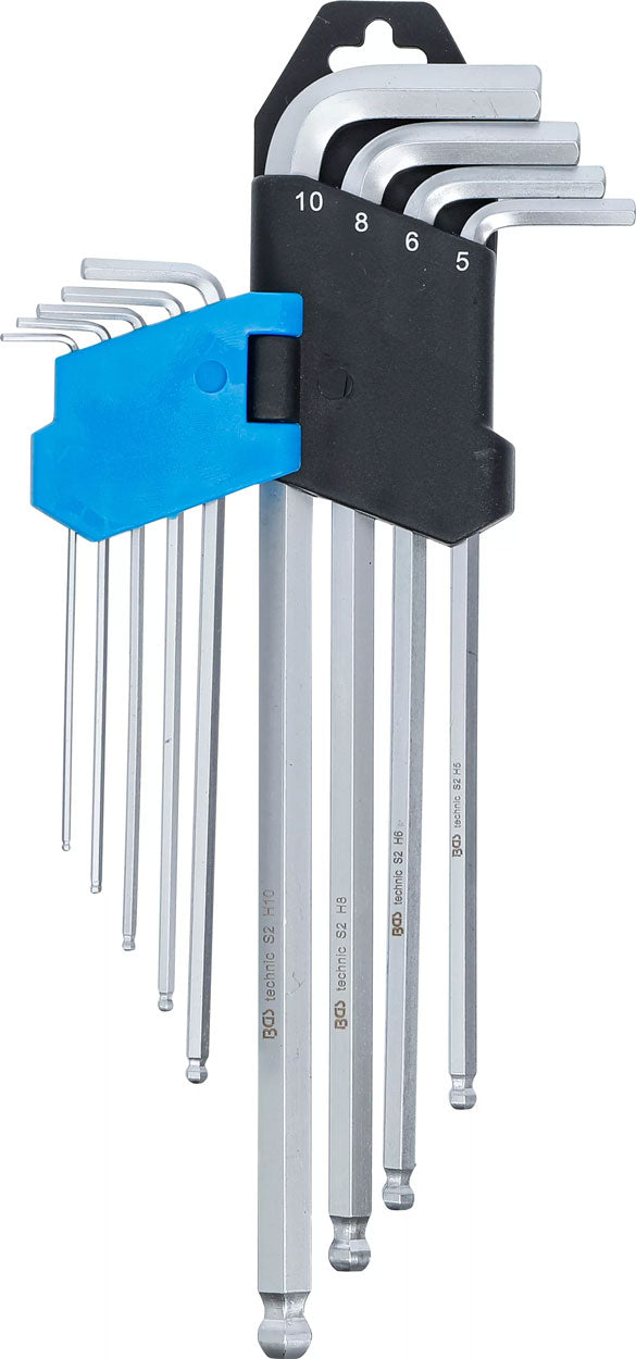 Jeu de clés à douille hexagonales Bgs technic extra longues avec tête sphérique 1,5 - 10 mm 9 pcs.