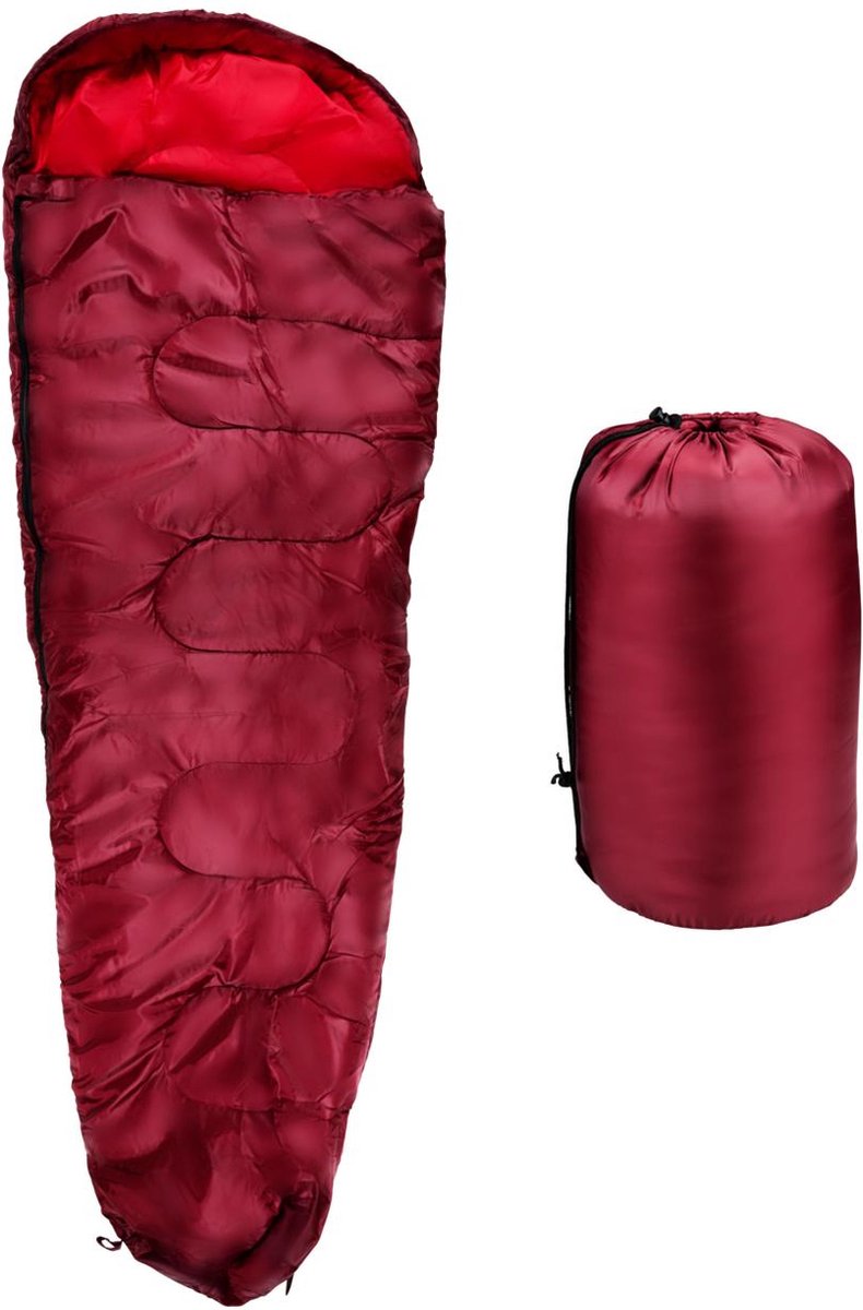 Sac de couchage momie Camp active - sac de couchage d'été pour 5°c à 10°c - 210 x 80 cm - rouge