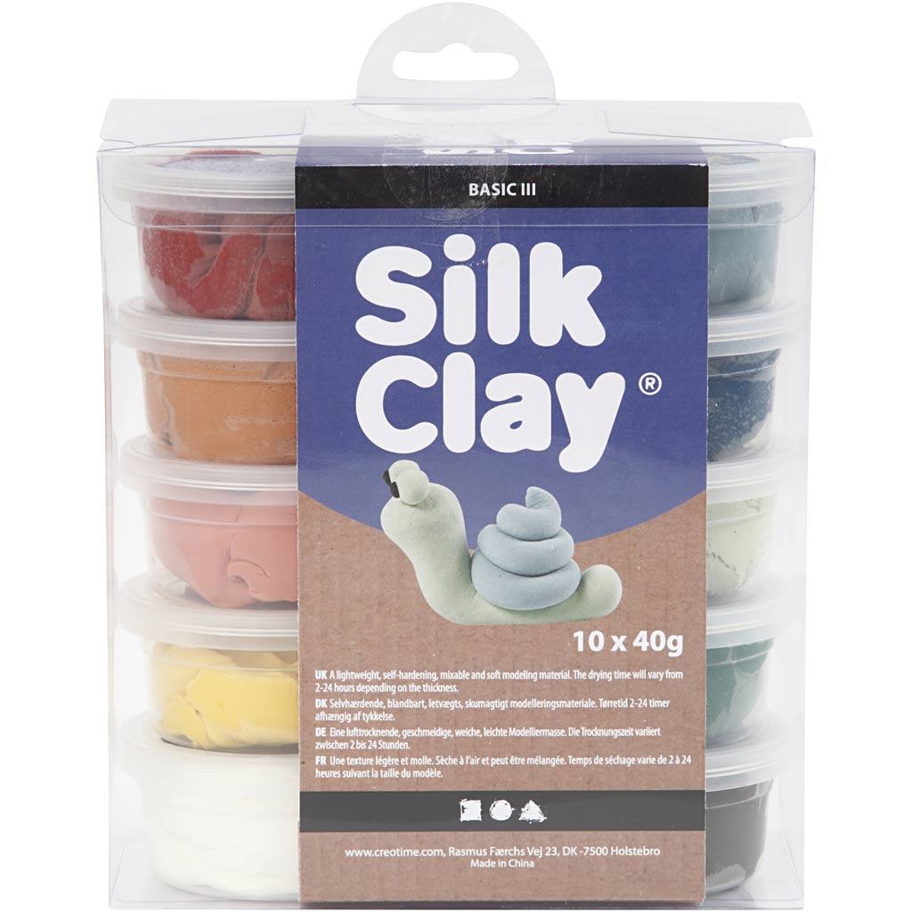 Argile de soie, couleurs pastel, 10dlg.