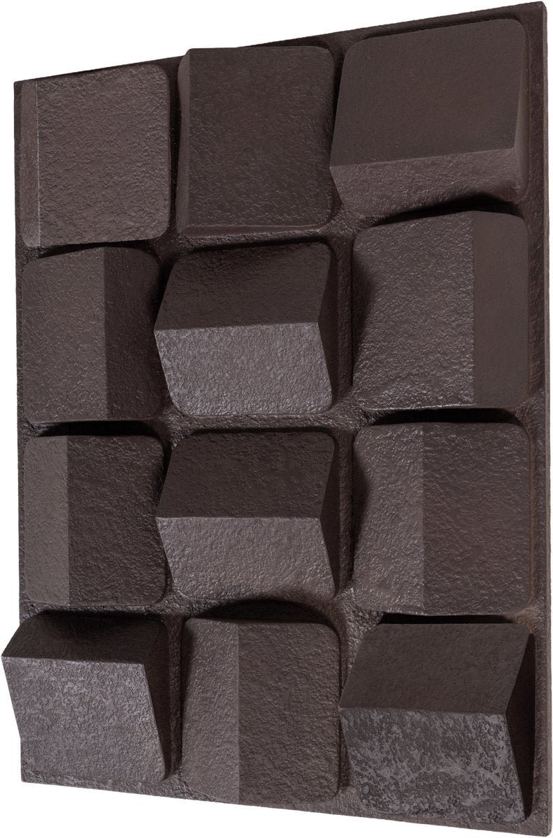 Déco murale axe Woood - aspect béton - marron - 81x61x9