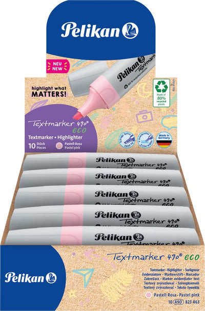 Pelikan marqueur de texte 490 - surligneur écologique - rose pastel - 10 pièces