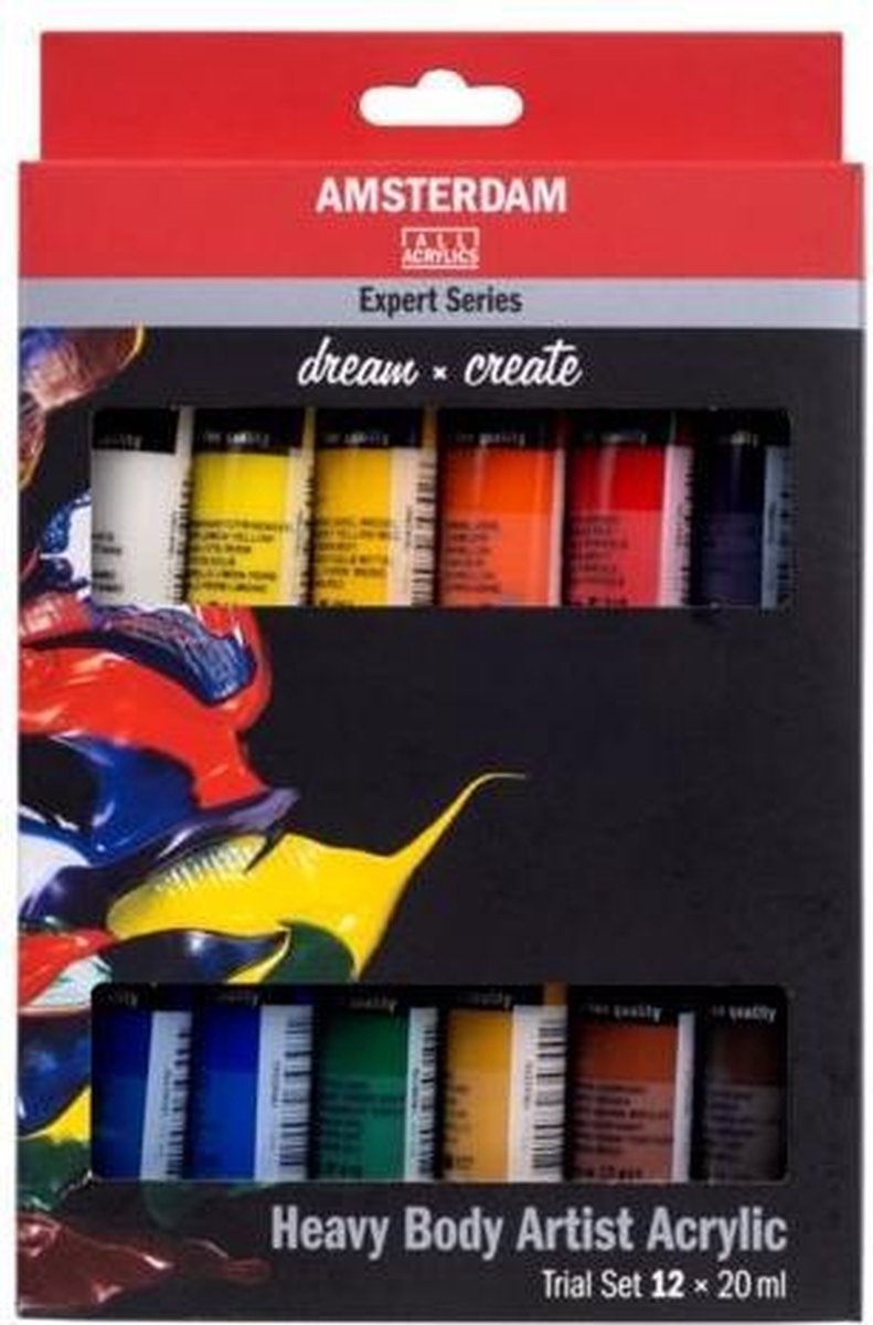 Ensemble de test de peinture acrylique série expert Amsterdam | 12 x 20 ml