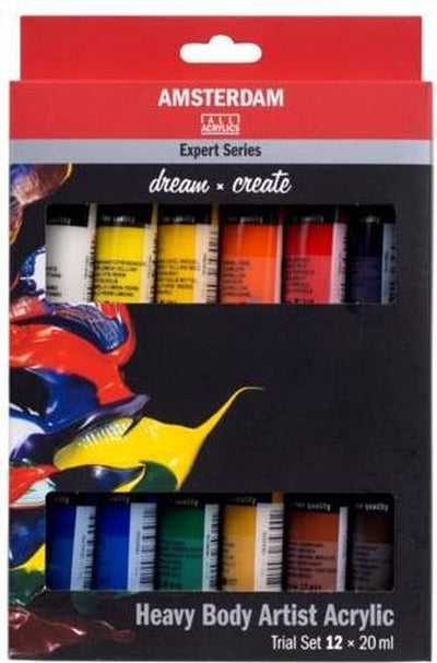 Ensemble de test de peinture acrylique série expert Amsterdam | 12 x 20 ml