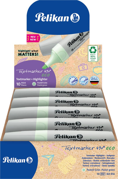 Pelikan marqueur de texte 490 - surligneur écologique - vert pastel - 10 pièces