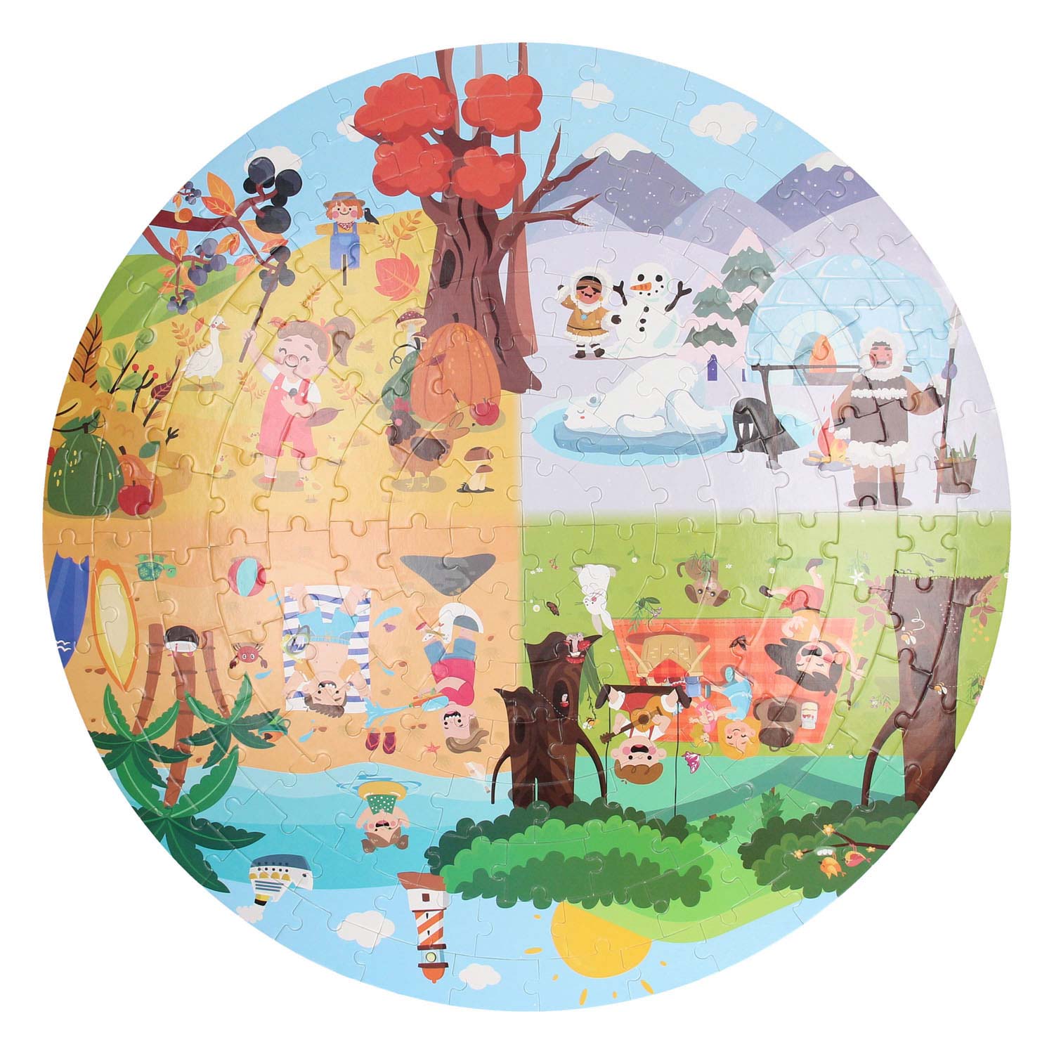 Puzzle rond dans la boîte de stockage Four Seasons, 150e.