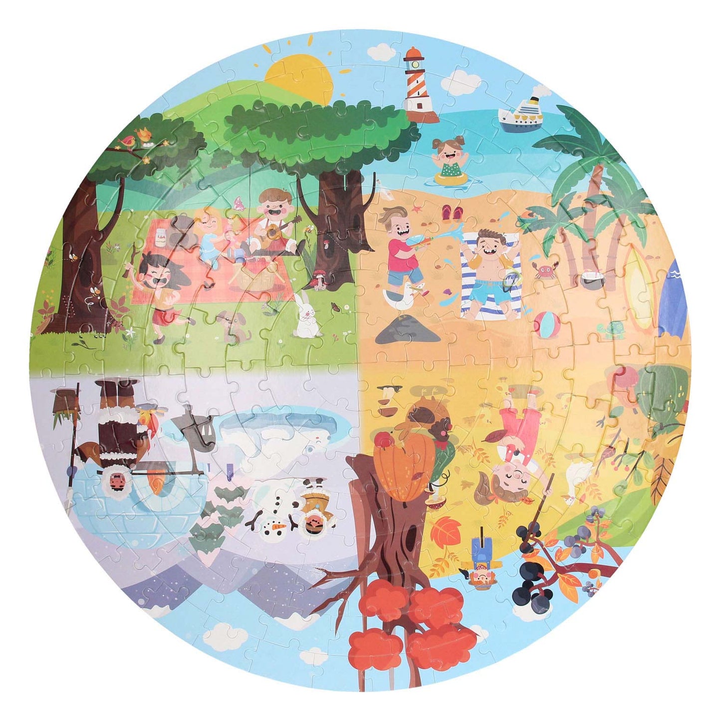Puzzle rond dans la boîte de stockage Four Seasons, 150e.