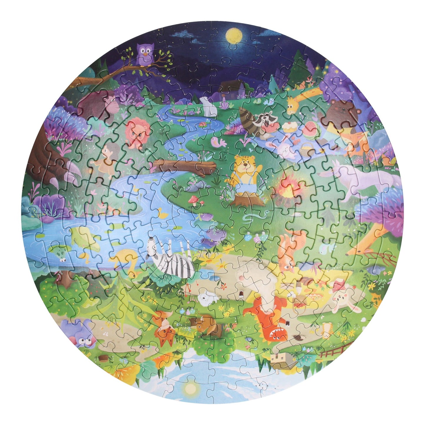 Puzzle rond dans la boîte de rangement Night Night, 150e.