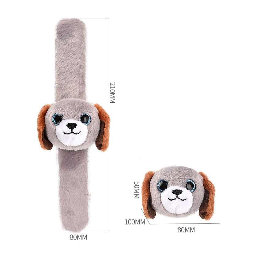 Bracelet pliant peluche chien gris