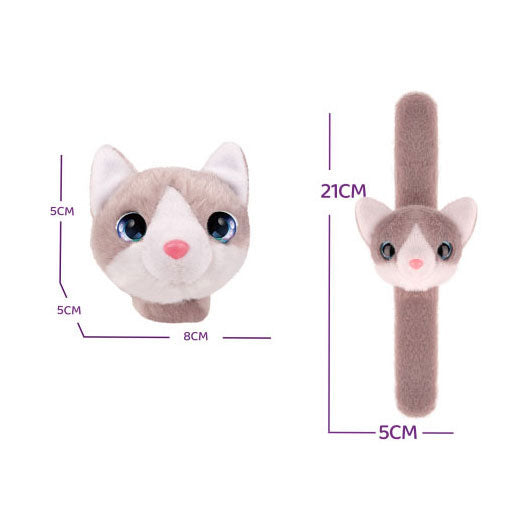 Bracelet pliant peluche minou gris