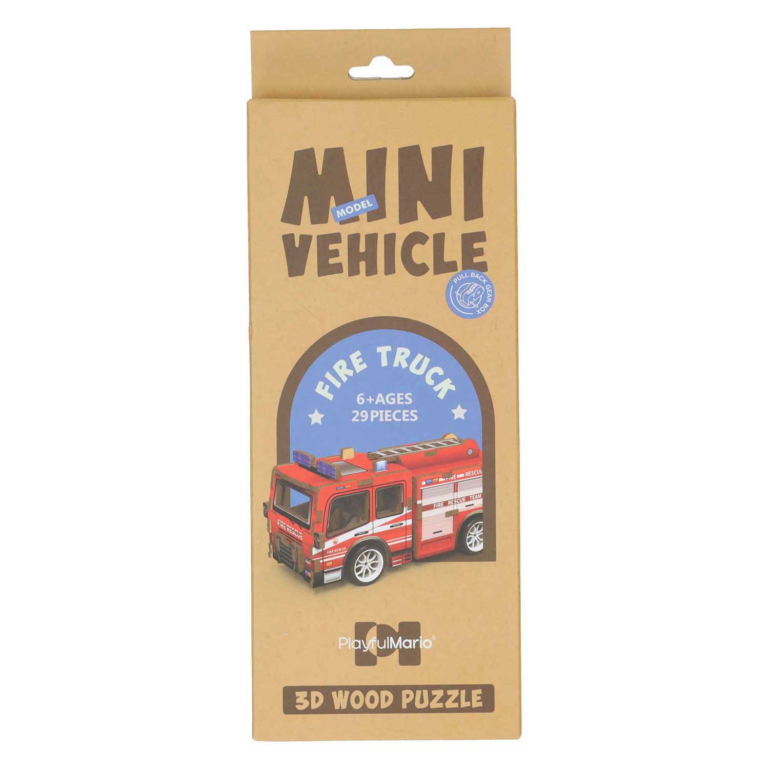 Kit de construction en bois camion de pompier 3D