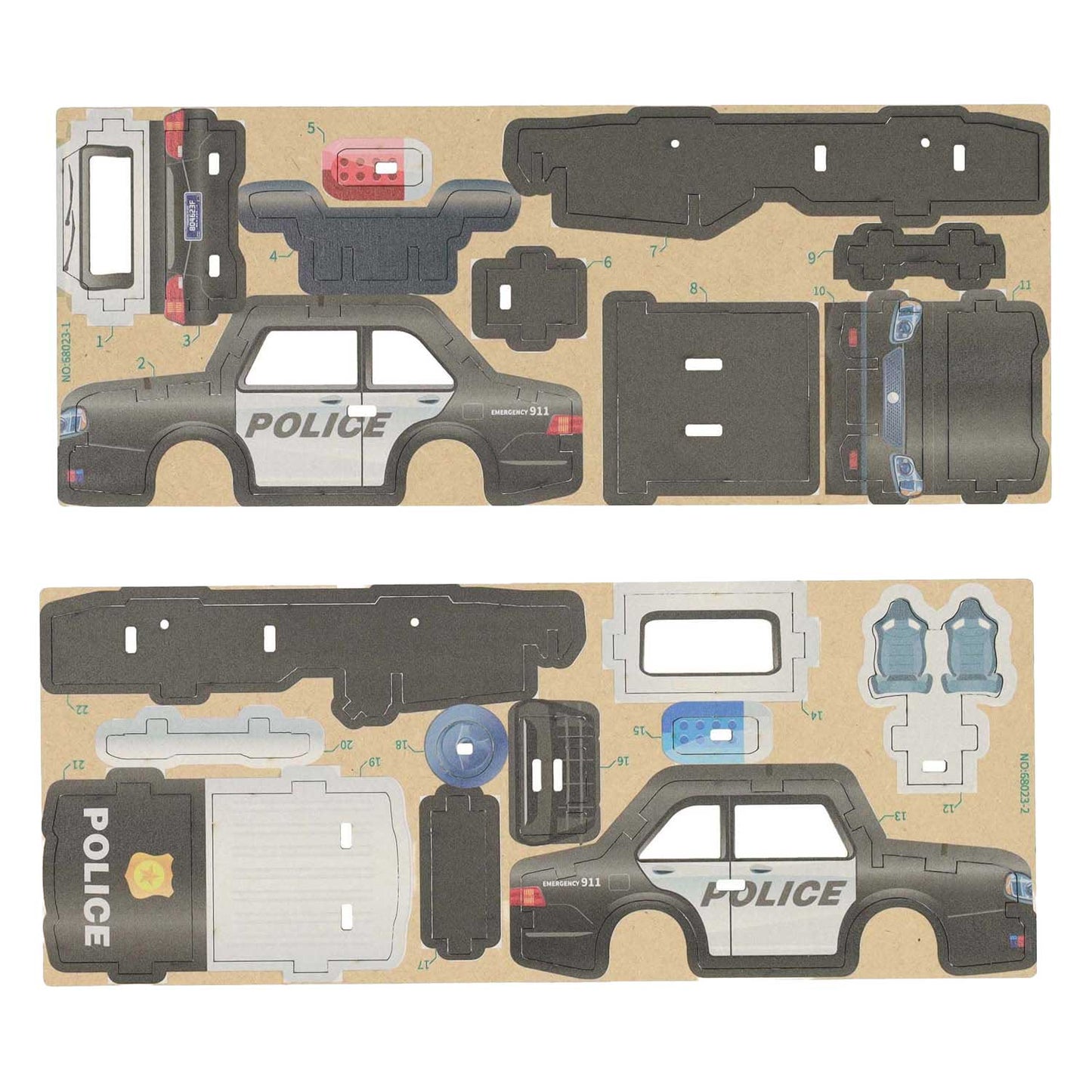 Kit de construction en bois Voiture de police 3D
