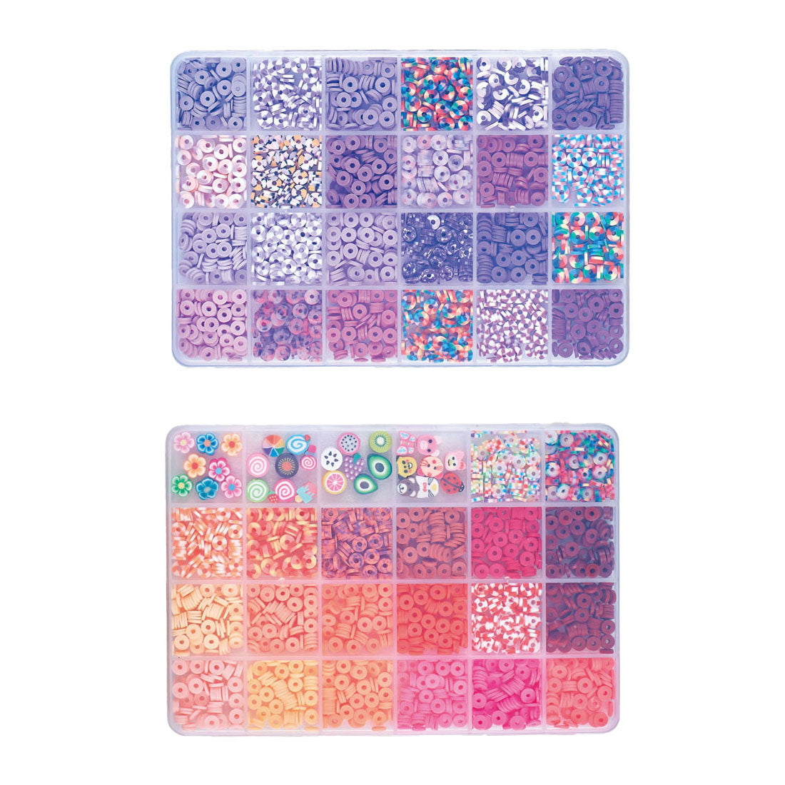 Perles de polymère tons roses violets