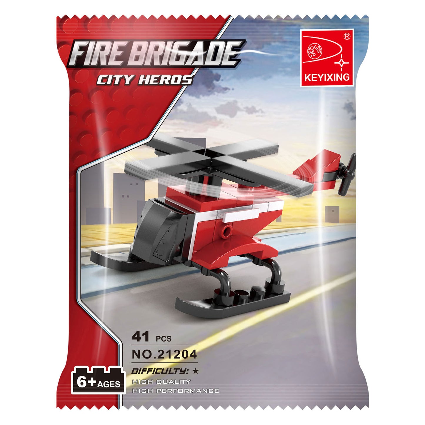 Hélicoptère incendié par le bâtiment - 41 pièces.