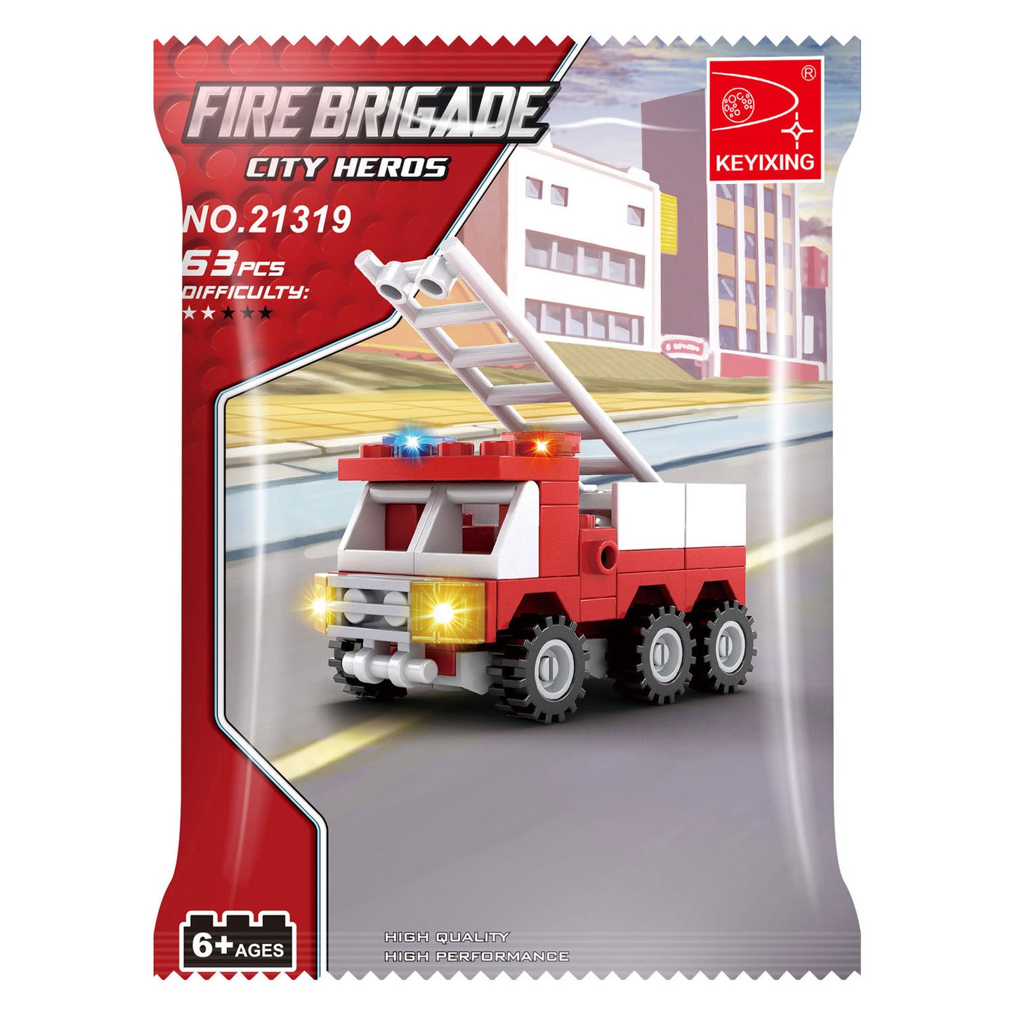 Coffret de construction camion-échelle de pompiers - 63 pièces.